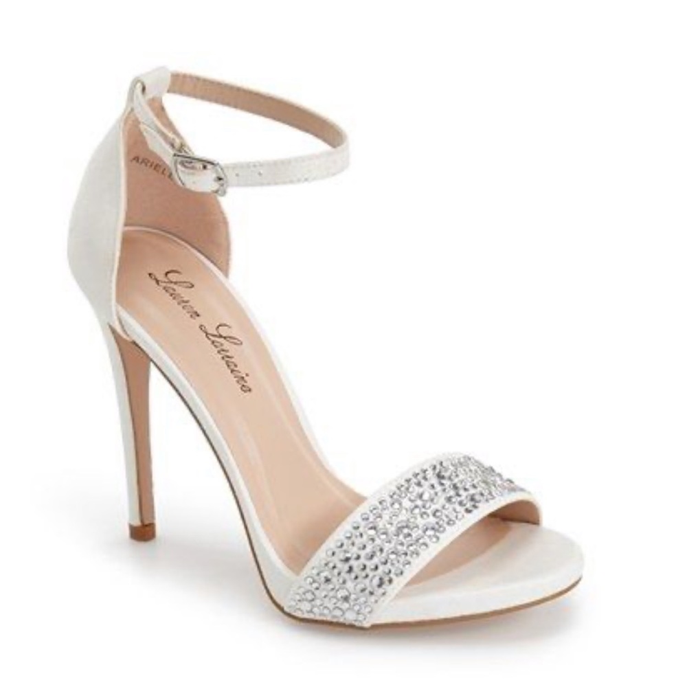 Lauren Lorraine | White Crystal Arielle 4” Heels